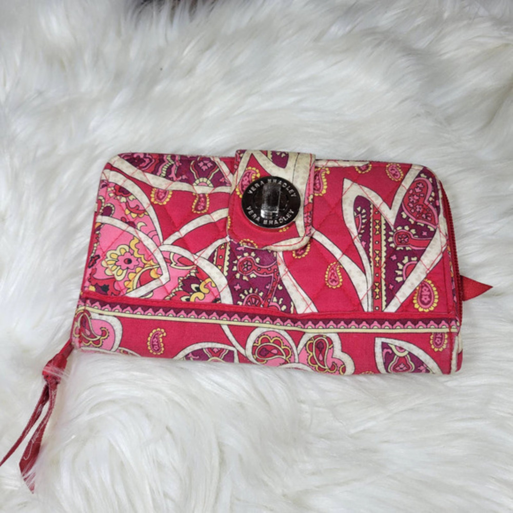 Vera Bradley Rosy Posies Turnlock Wallet